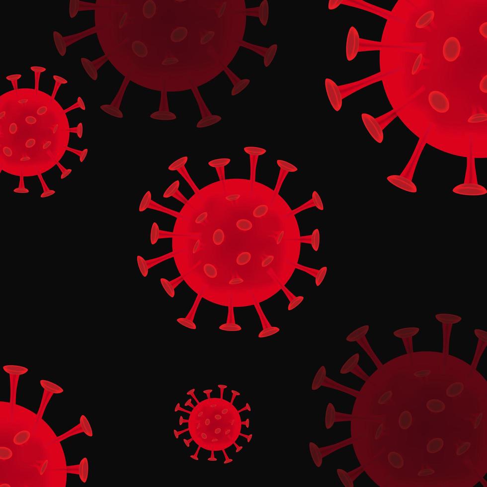 coronavirus rojo sobre fondo negro vector