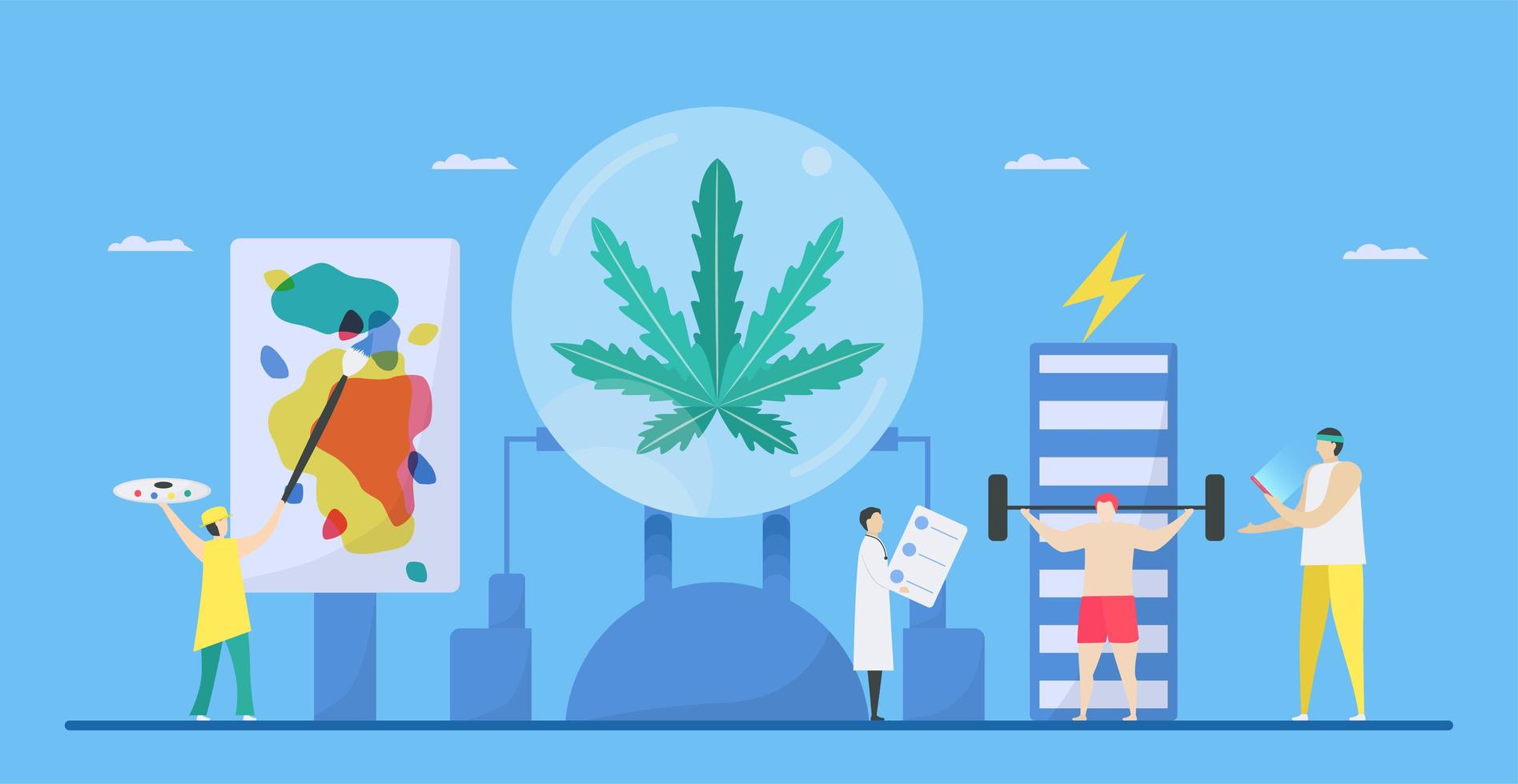 Flat style of benefits of cannabis vector