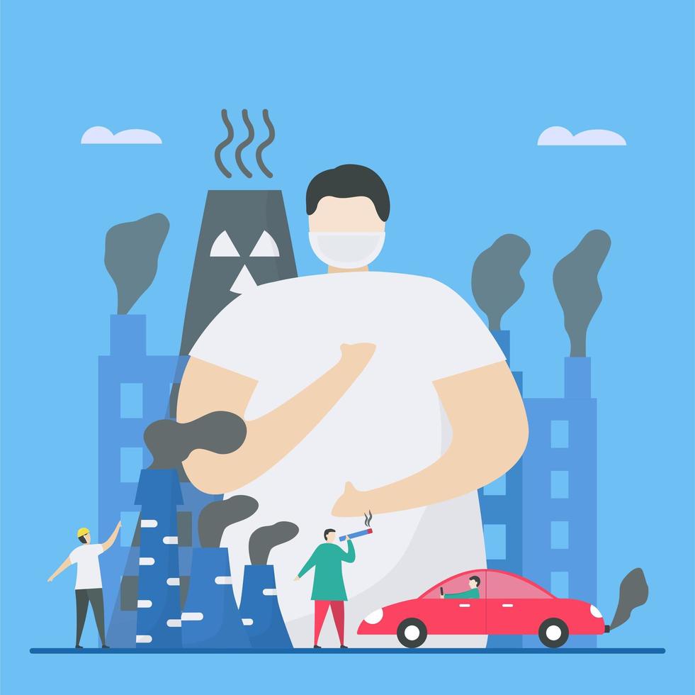 Pollutants in atmosphere design vector