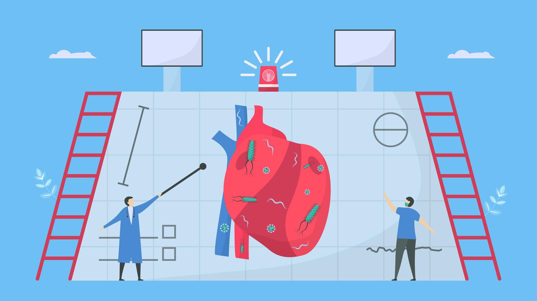 Cardiology and scanning  for disease in heart vector