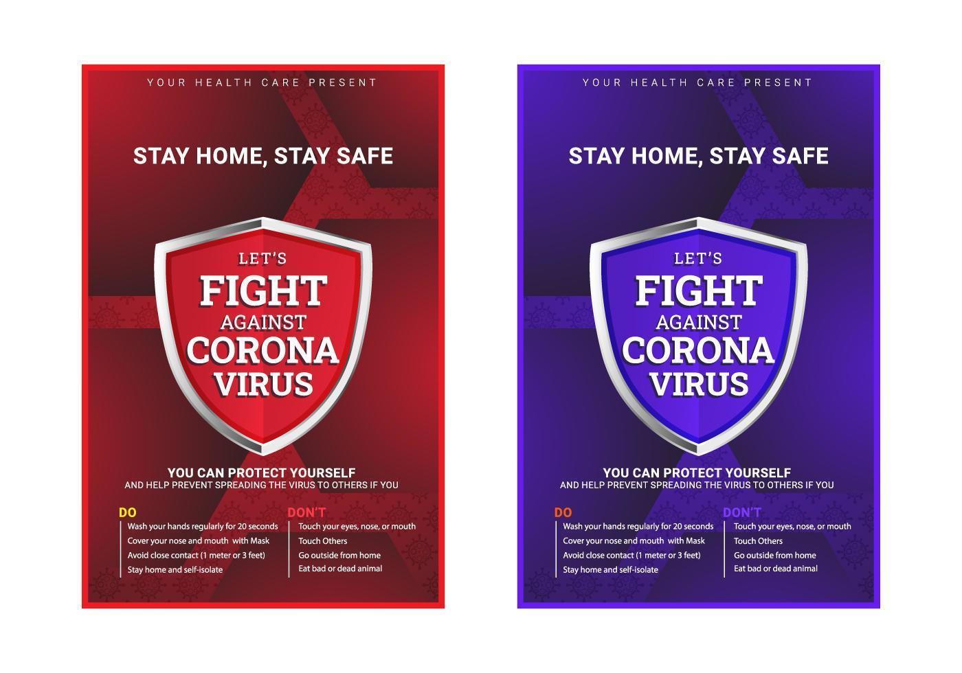 Modern medical awareness poster for let's fight against corona slogan vector