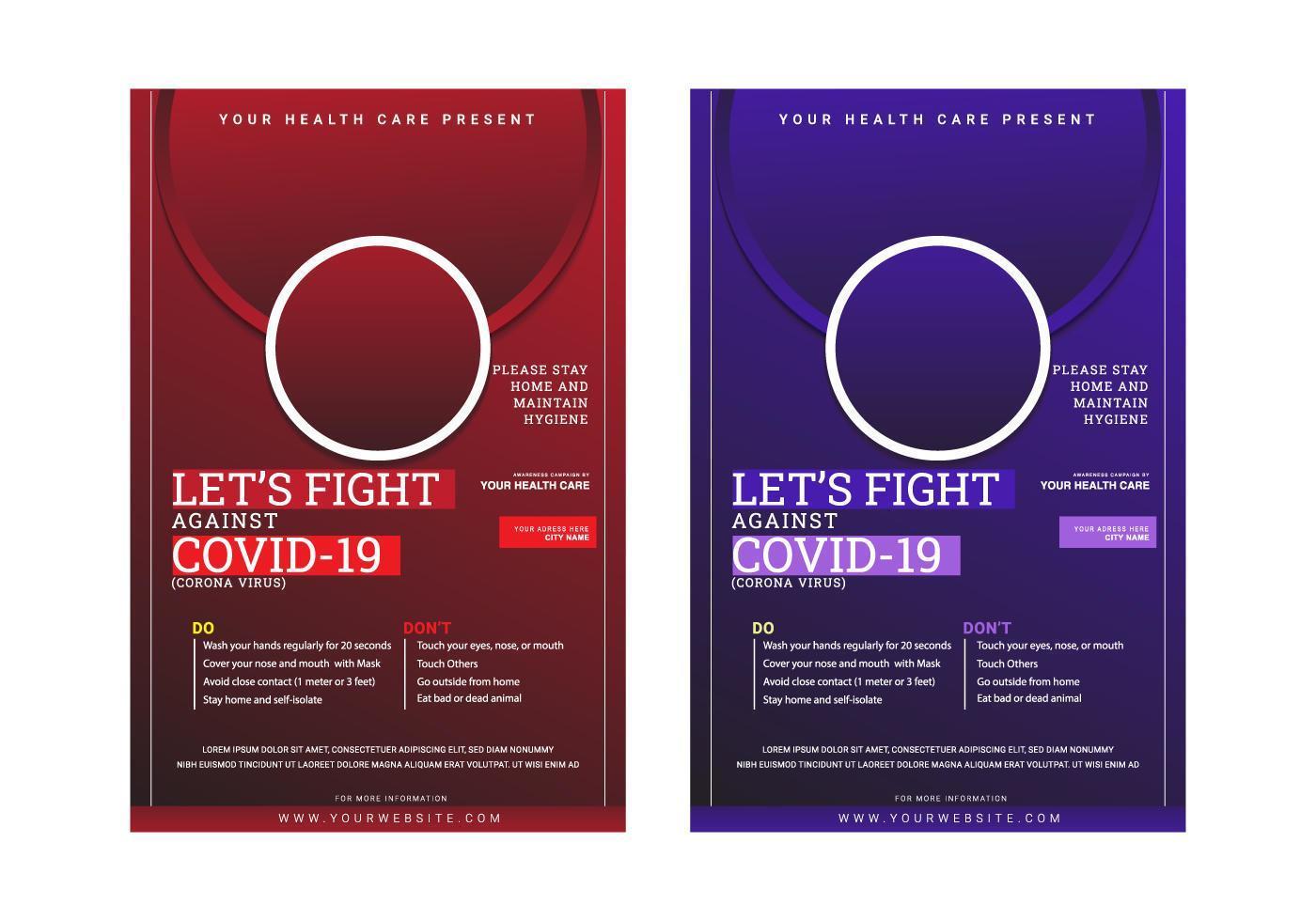 Modern Let's fight against Covid-19  Poster template for public health vector