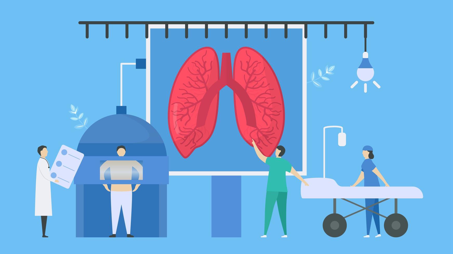 Medical scanning to check the x-ray of lungs vector