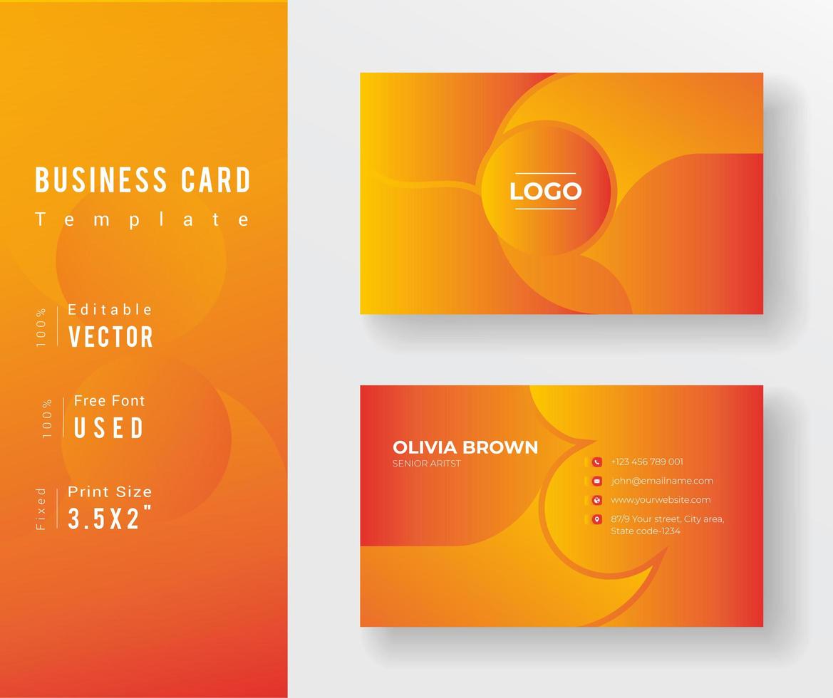 Orange Gradient Rounded Design Business card Template vector