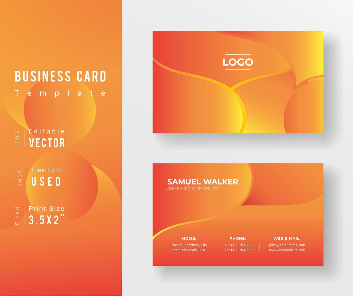 Yellow and Red Gradient Business Card Template vector