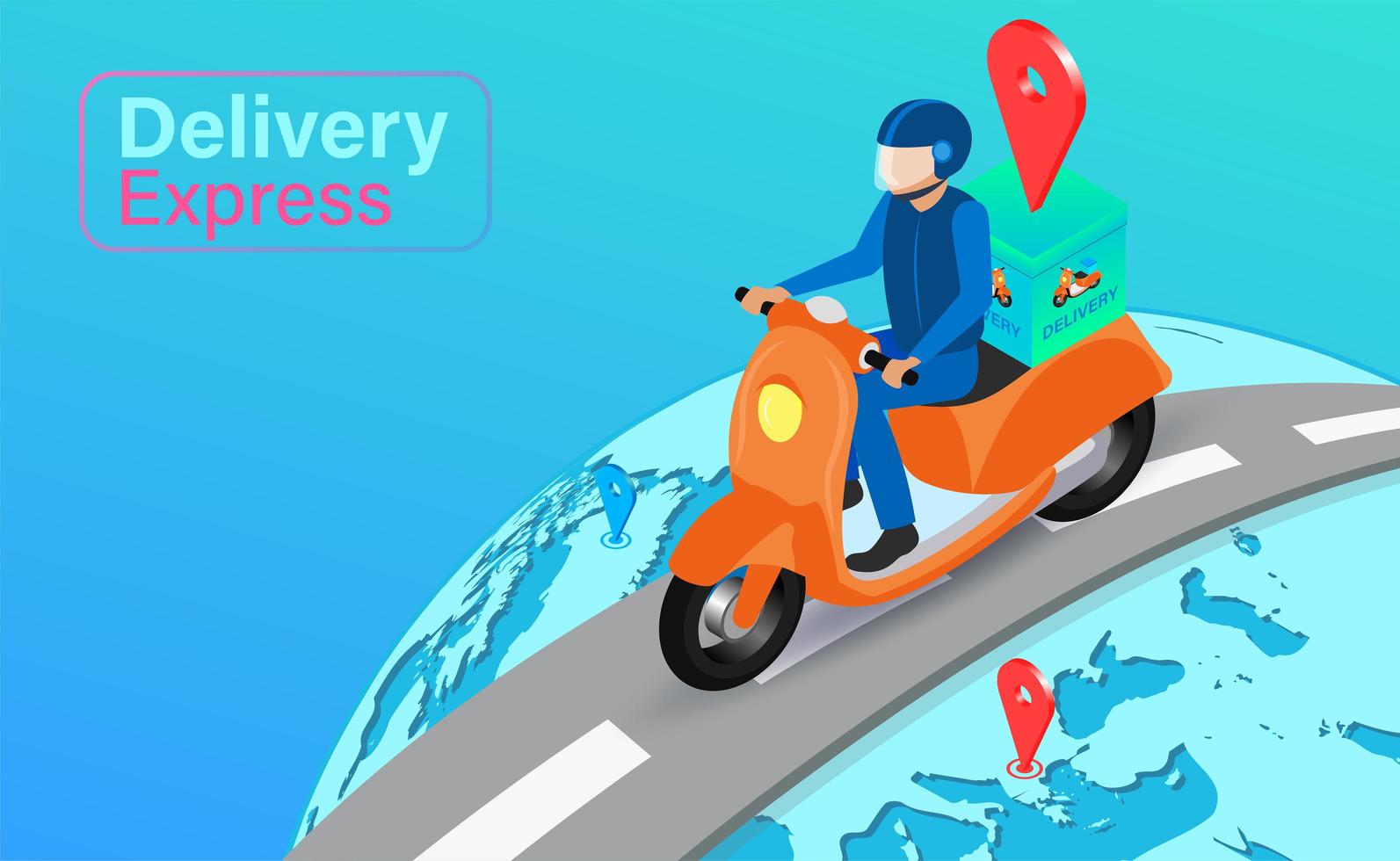 Global Delivery by Scooter with GPS vector