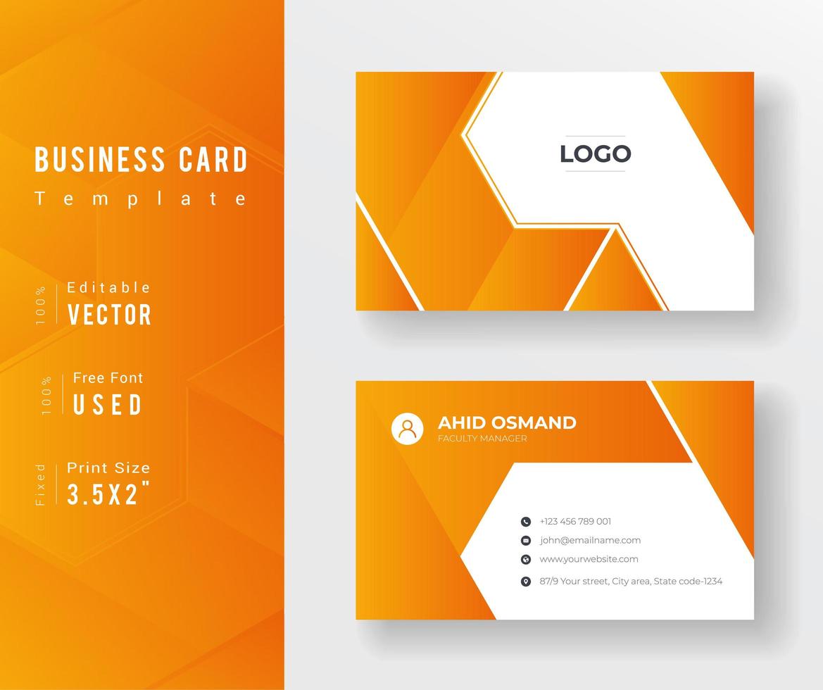 Orange Gradient Angled Shapes Business Card Template vector