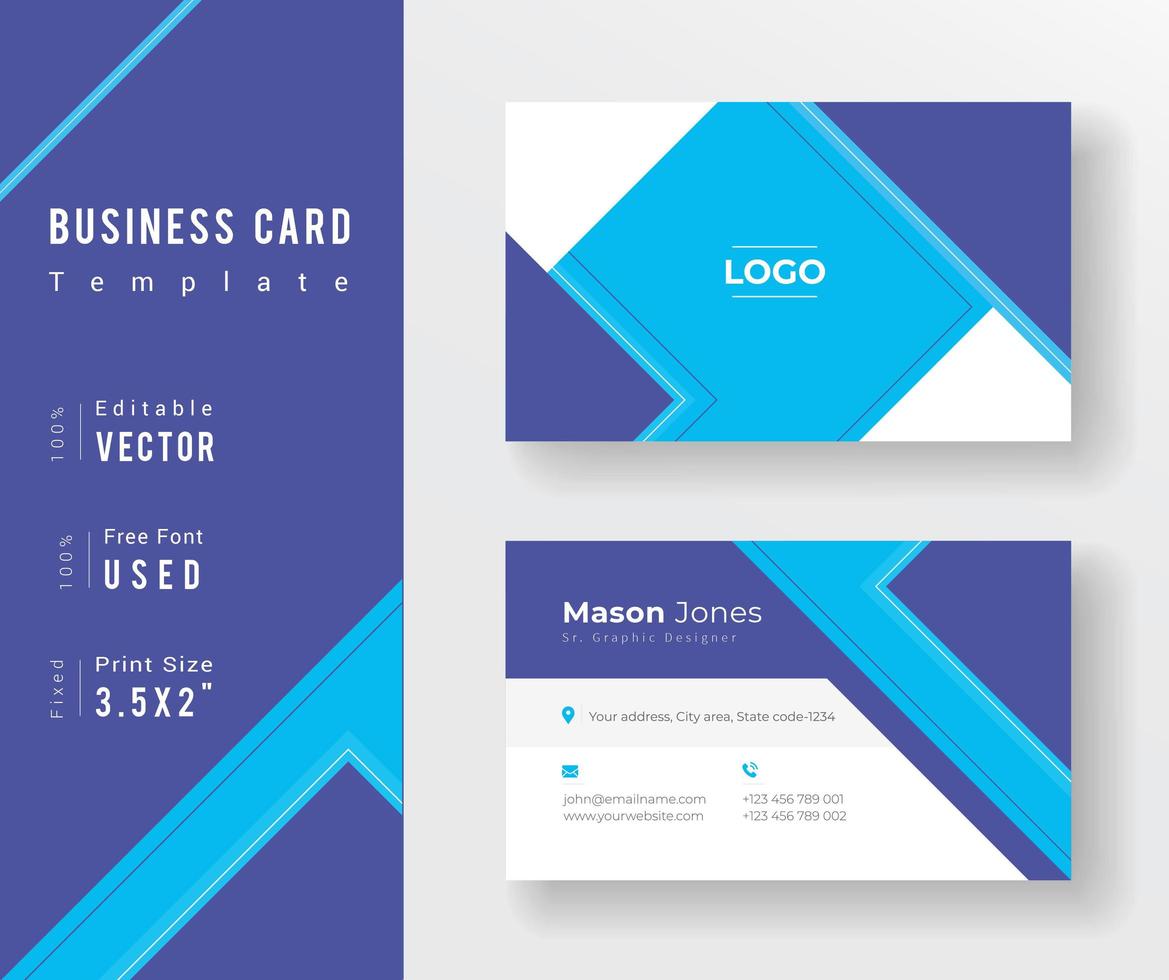 Purple and Cyan Business Card Template Design vector