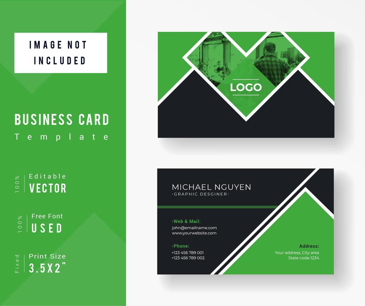 Green abd Black Triangle Business Card Template vector
