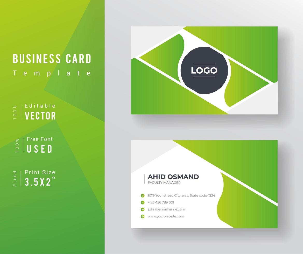 Green Wavy Gradient BUsiness Card Template vector