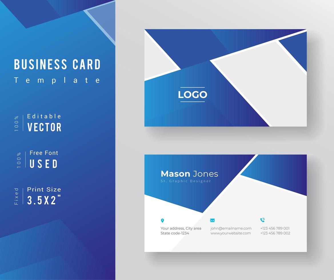 Soft Blue Gradient Business Card Template vector