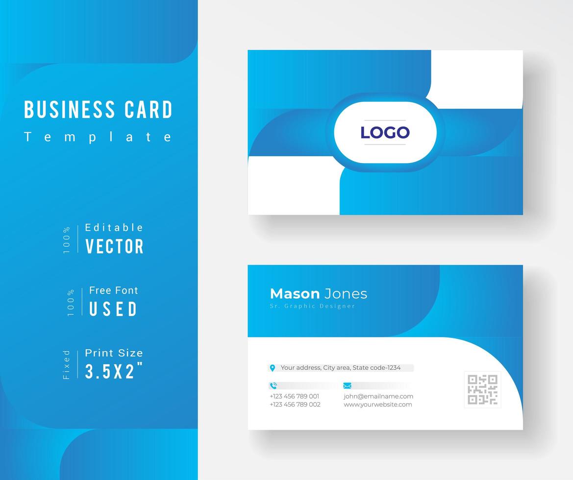 Cyan Gradient rounded Design Business Card Template vector