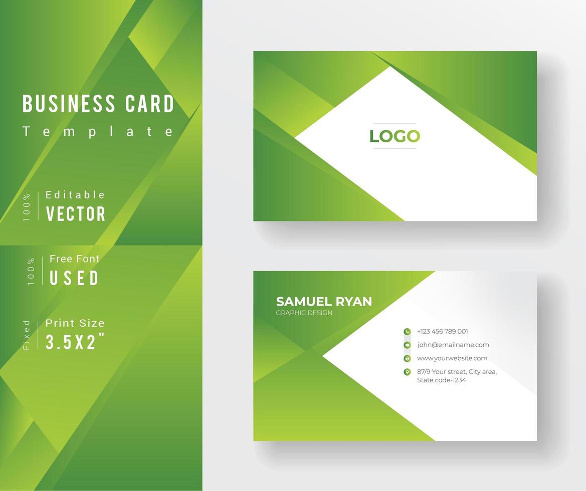 Green Gradient Angle Design Business Card Template vector