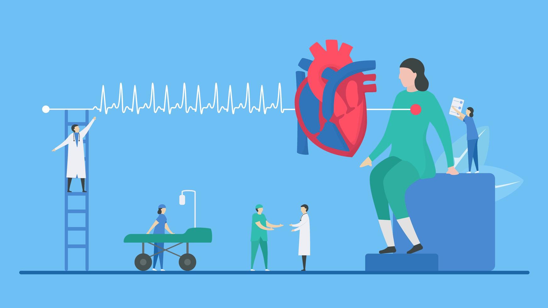 Tachycardia Arrhythmia Patient Examination Concept vector