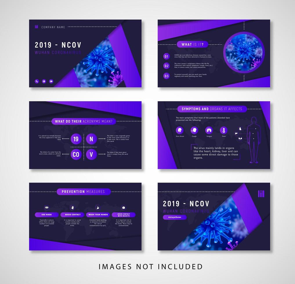 Glowing Purple and Blue Coronavirus Presentation Template vector