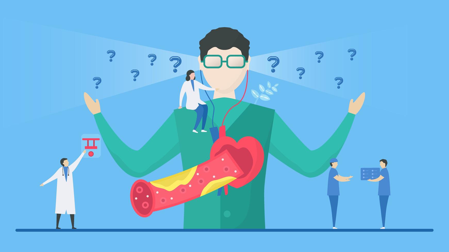 Atherosclerosis Concept with Confused Patient vector