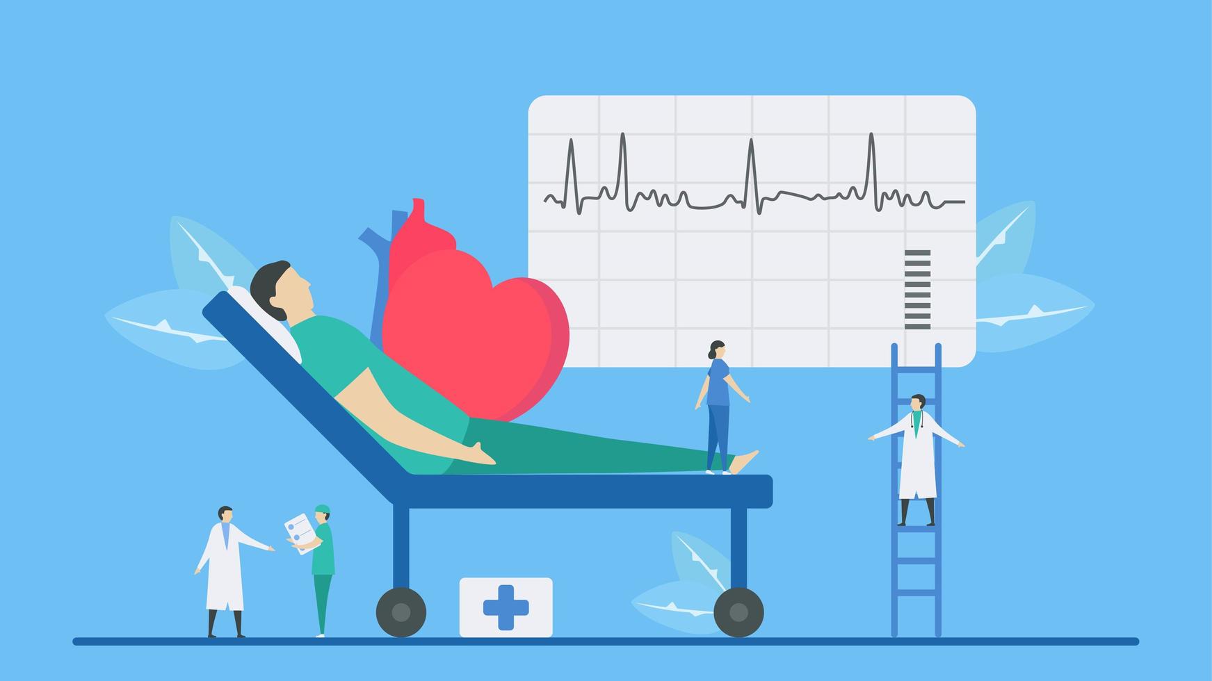 concepto de arritmia con paciente recibiendo examen vector