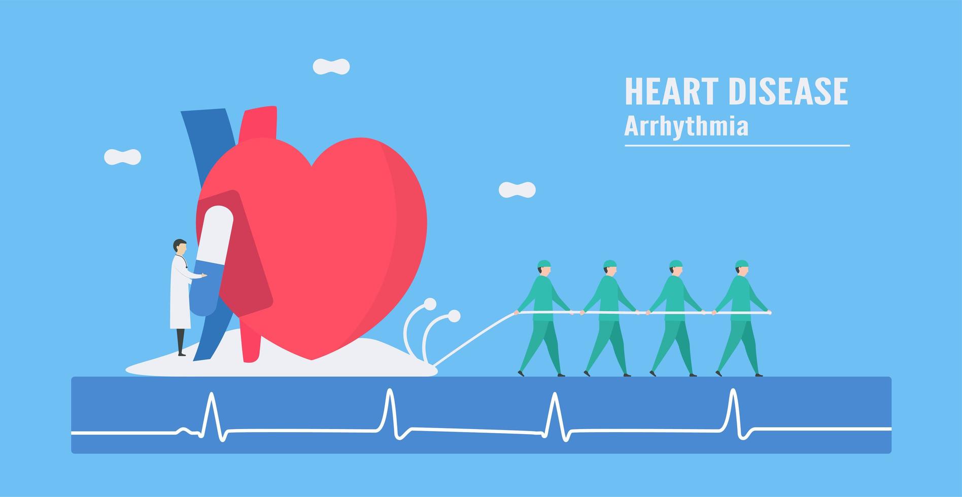 Bradycardia Arrhythmia Concept with Doctor and Medication vector