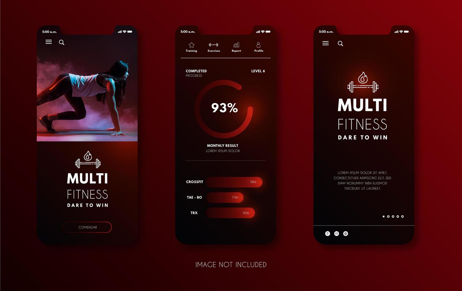 Glowing Red Mobile App Template vector