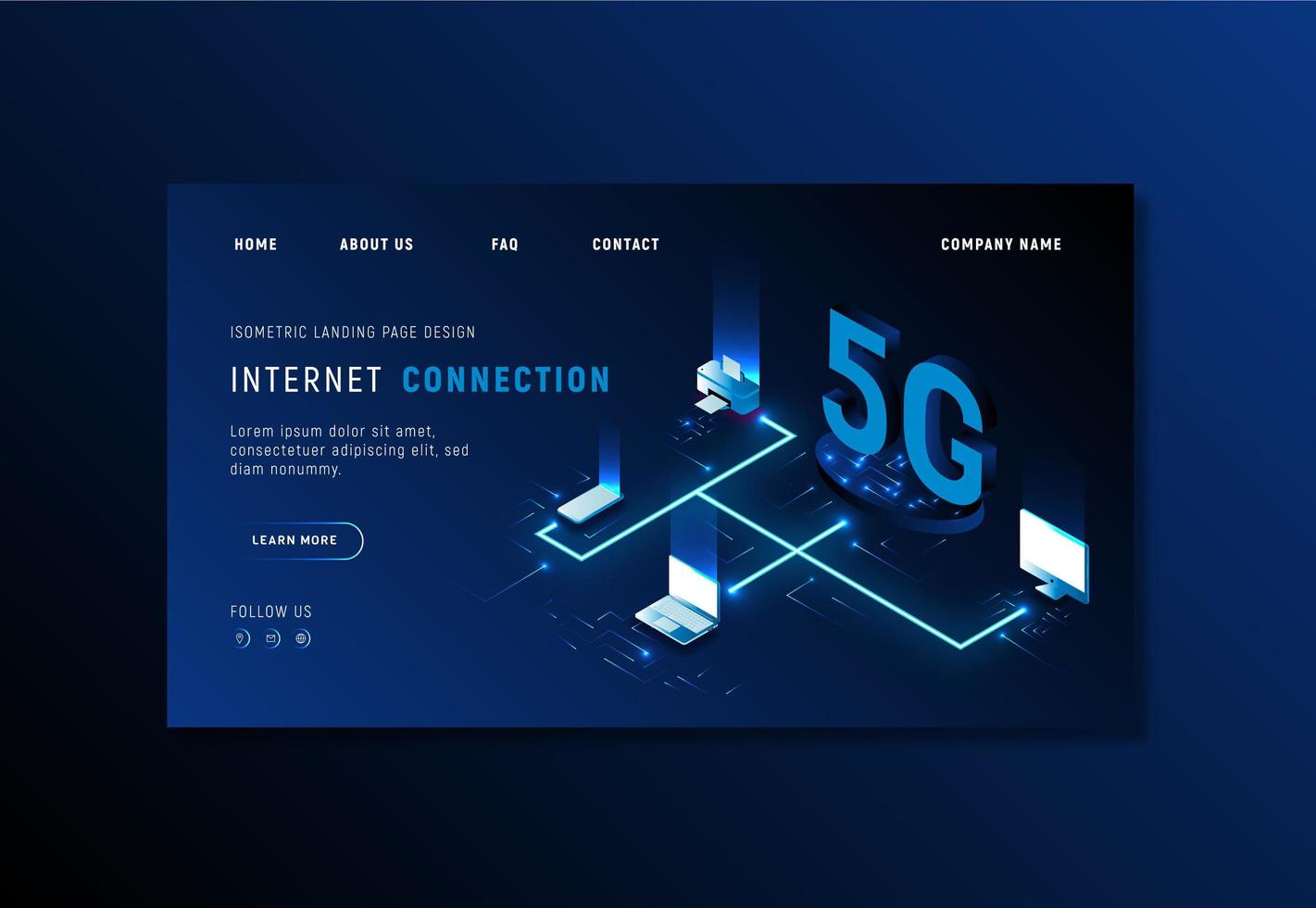 Gradient Blue 5g Website Template vector