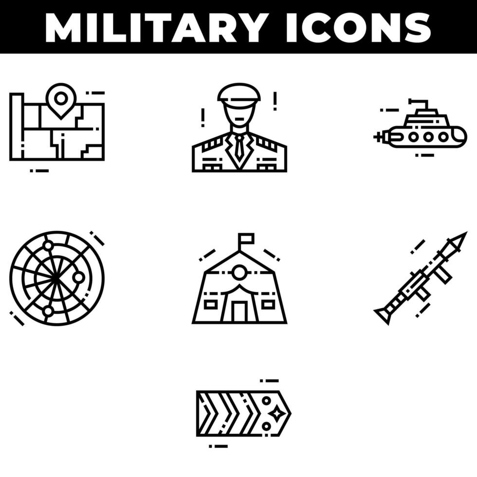 Military Elements and Weapons Icons Including Submarine vector