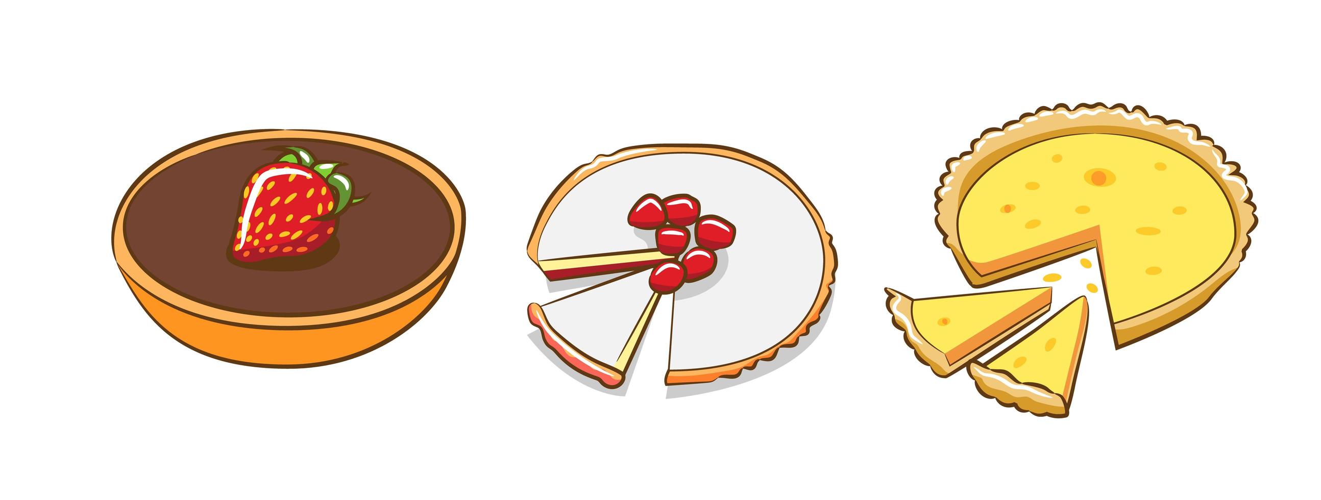 Various Tart Pies Set vector