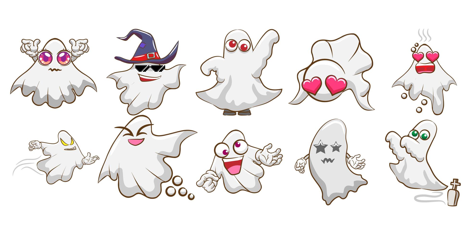 Cartoon Halloween Ghost Set vector