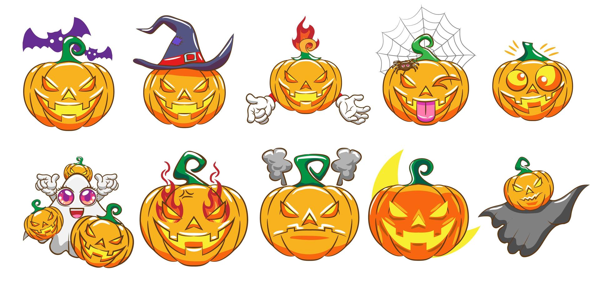 conjunto de calabaza de halloween vector