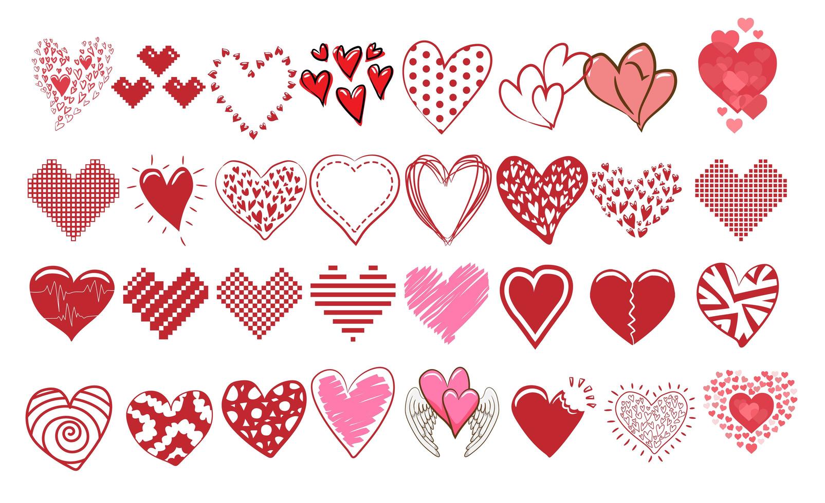colección del corazón del doodle vector