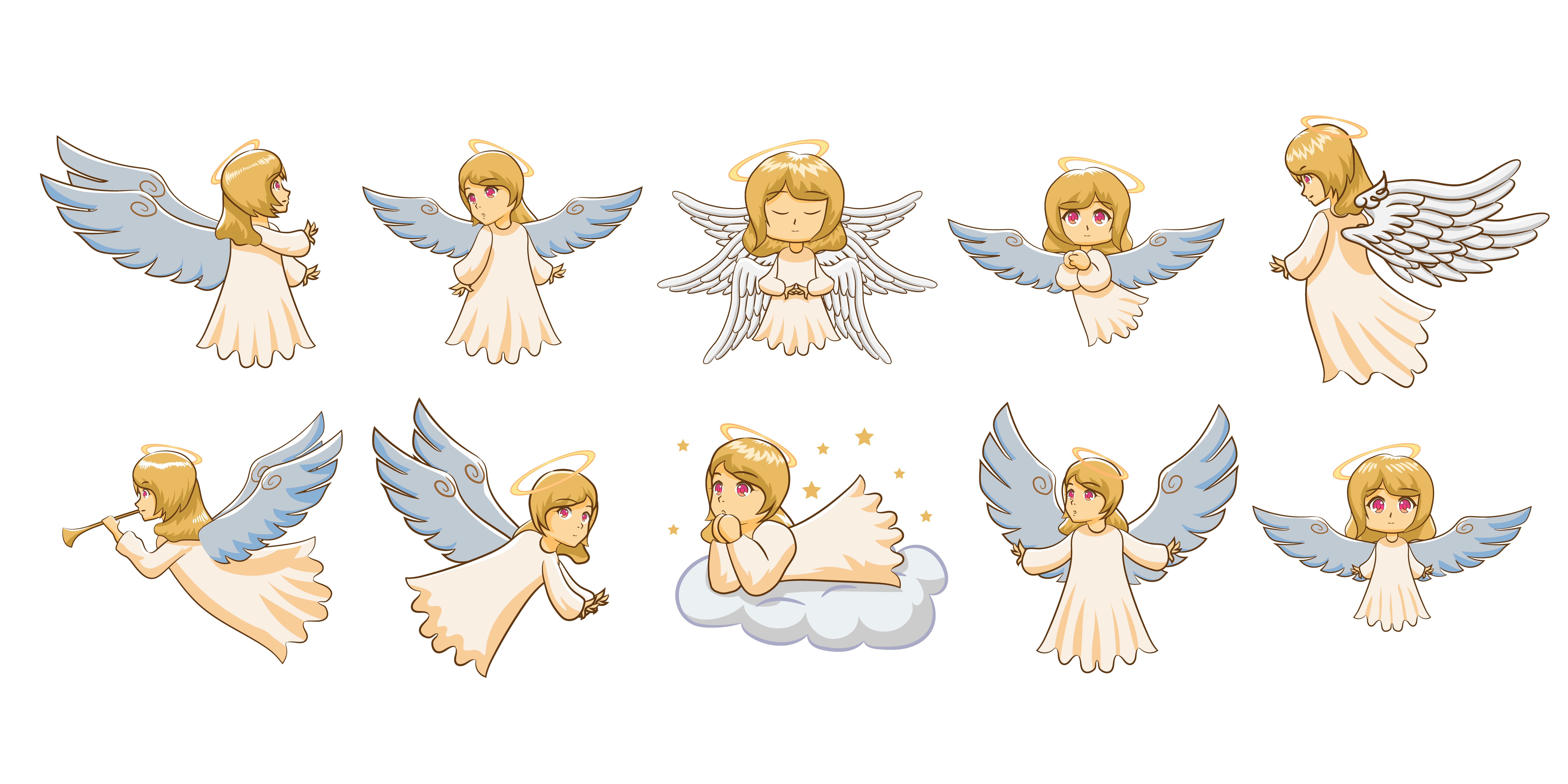 Angel Cartoon Set 966014 Vector Art At Vecteezy