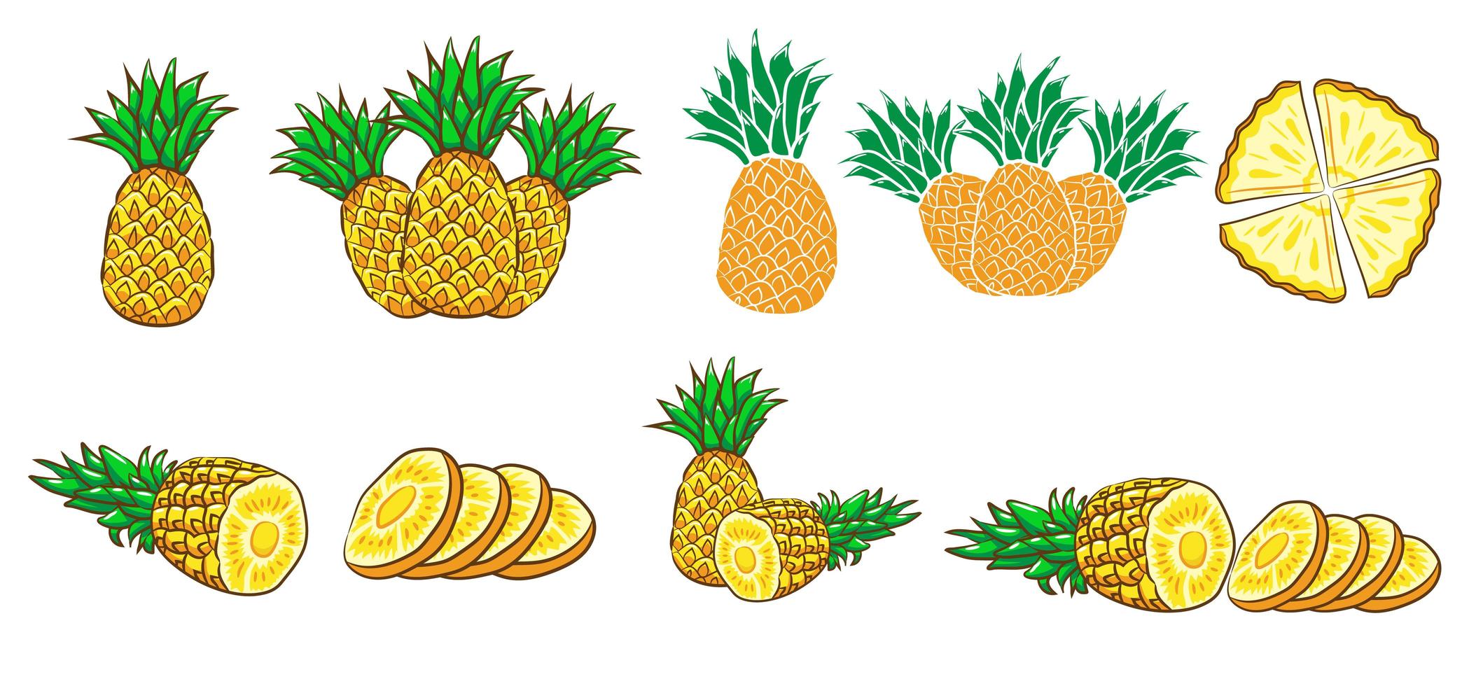 Yellow Pineapples Set vector