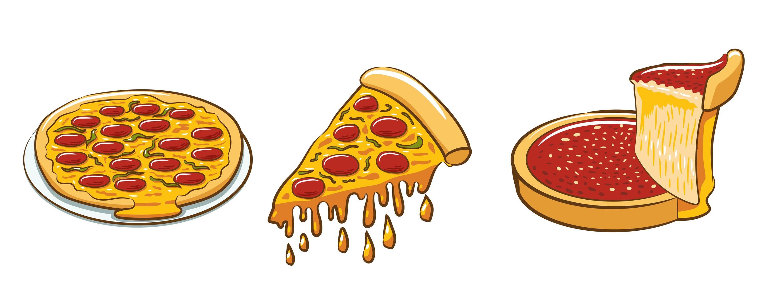 Various Pizzas Set vector