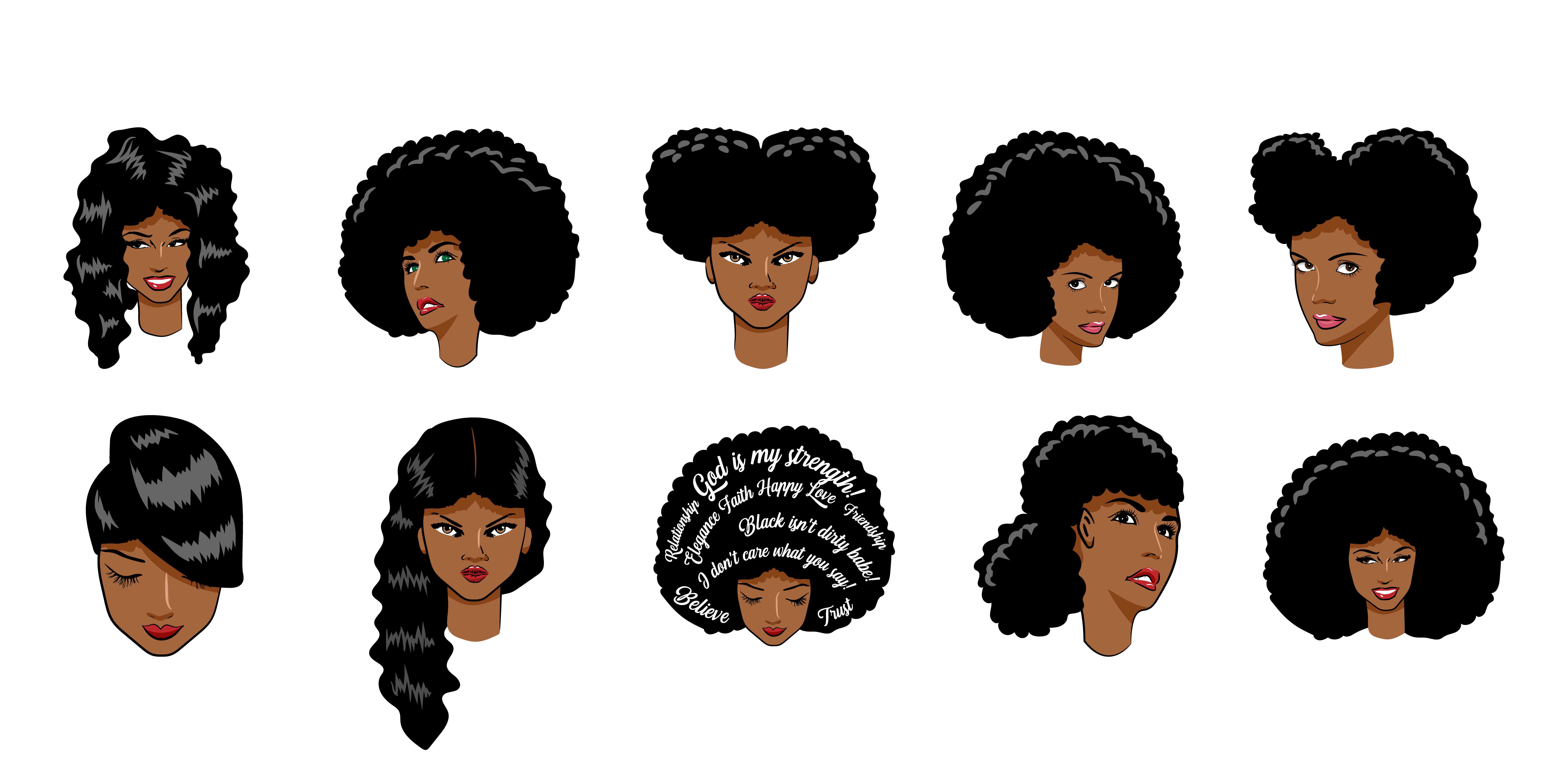 Download African American Woman Set - Download Free Vectors ...