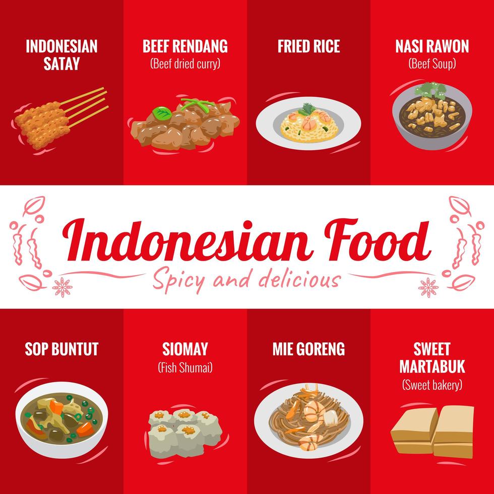 cartel de comida indonesia vector