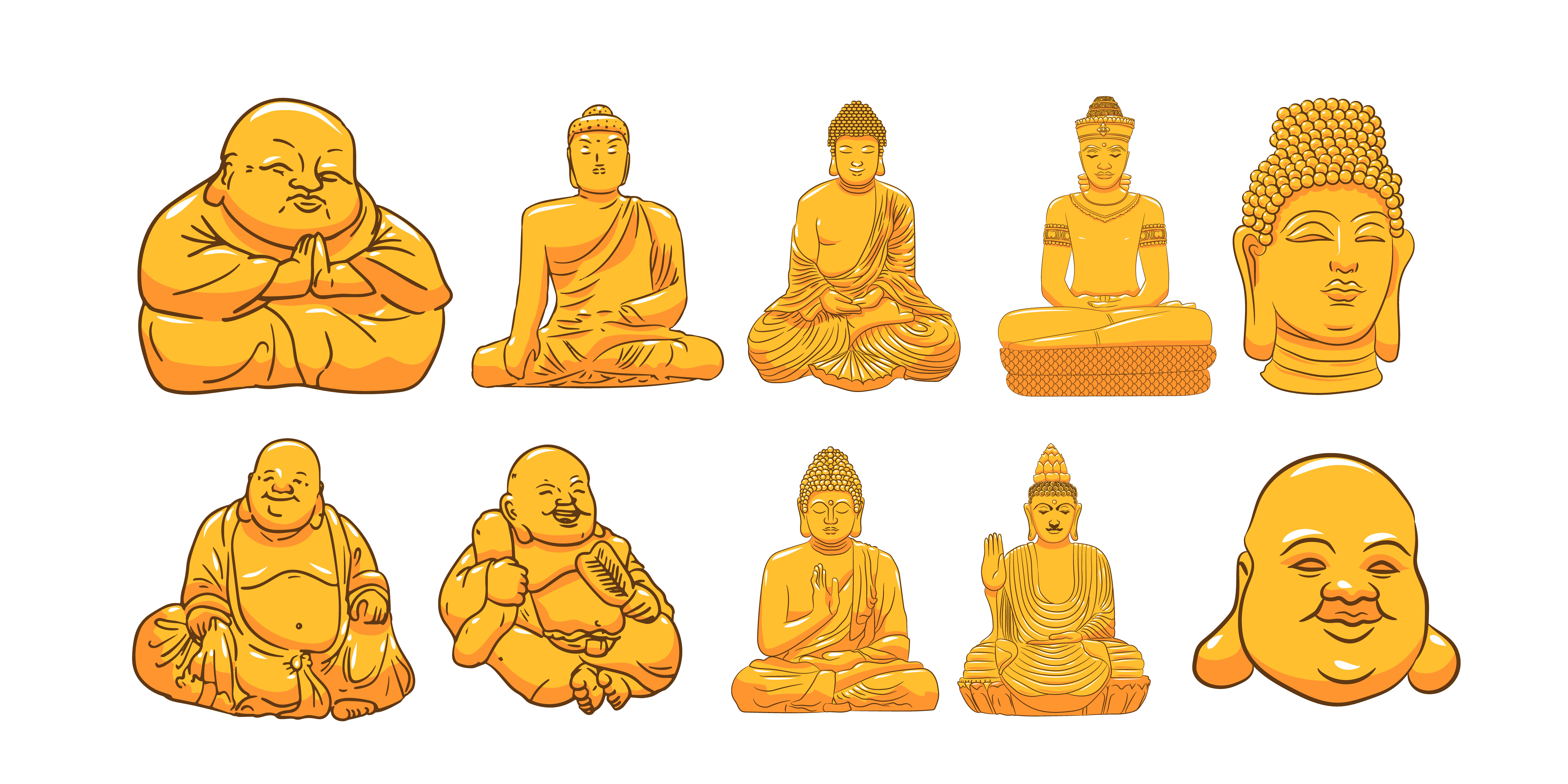 Buddha Statue Set 966030 Vector Art at Vecteezy