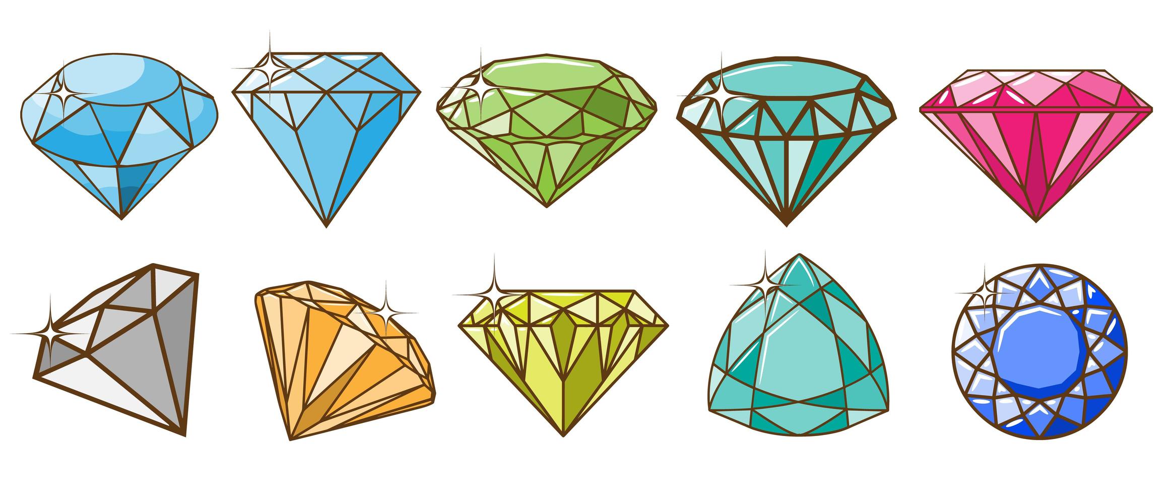 Set of Multicolor Gems vector