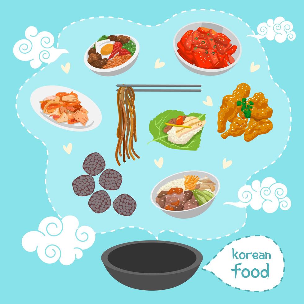 cartel de comida coreana vector