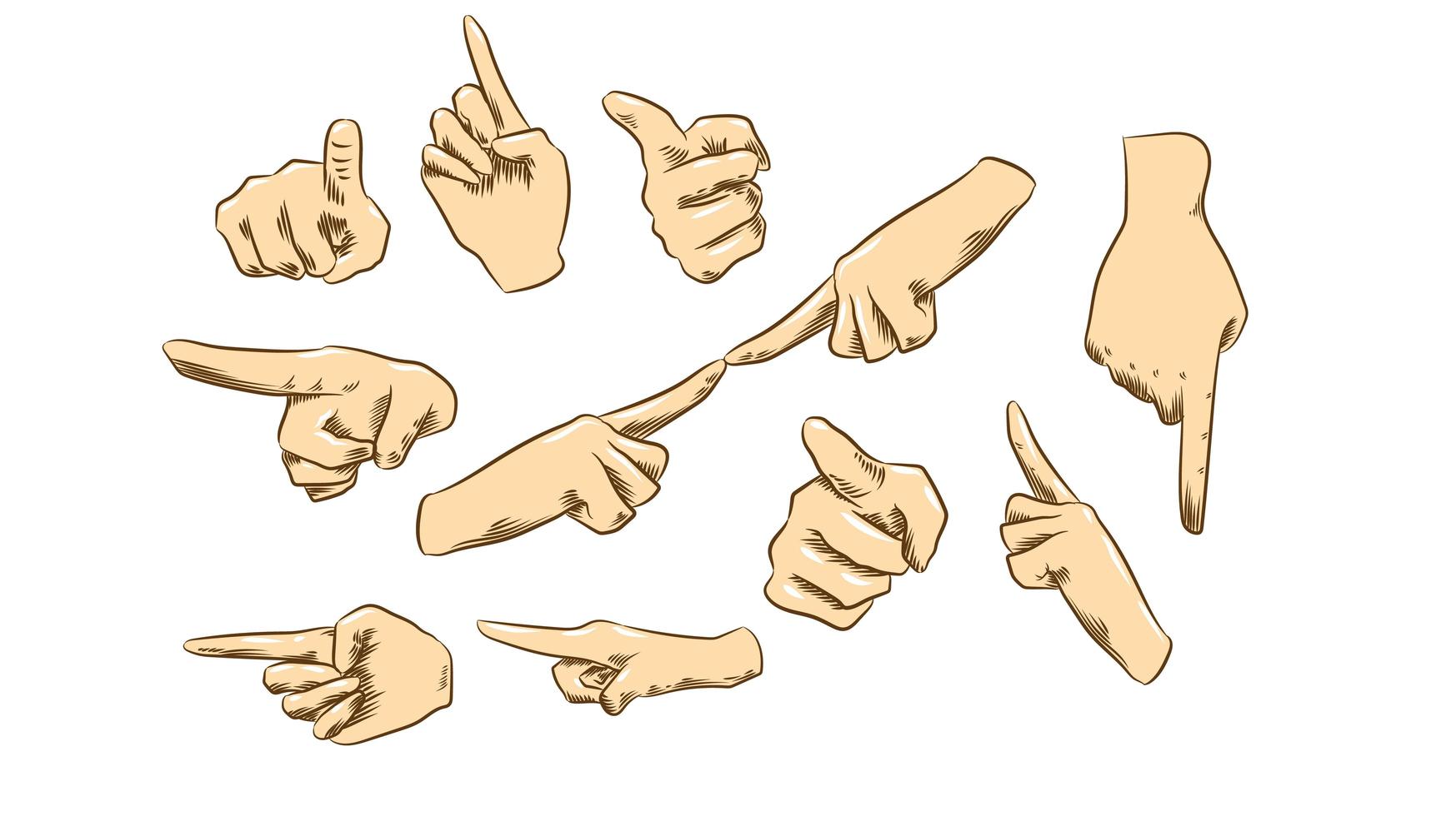 Pointing Hands Set vector