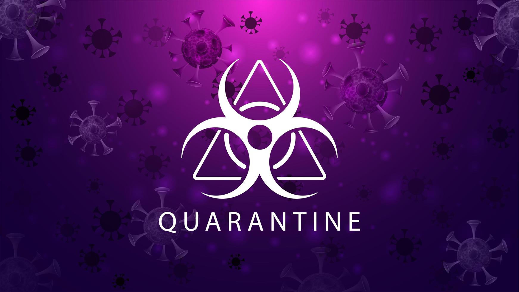 Glowing Pink Coronavirus Poster with Quarantine Sign vector