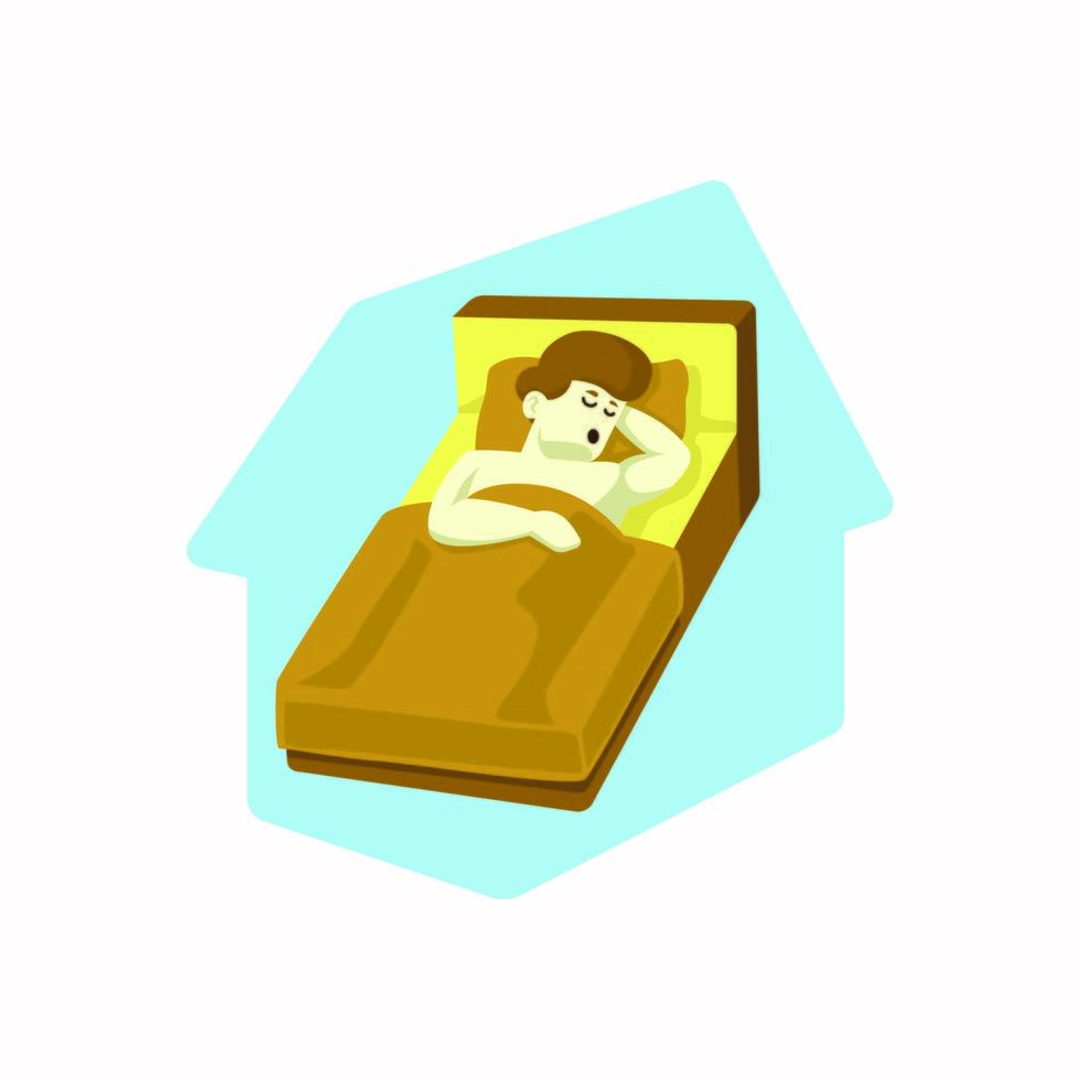 Man Staying Home Asleep in Bed vector