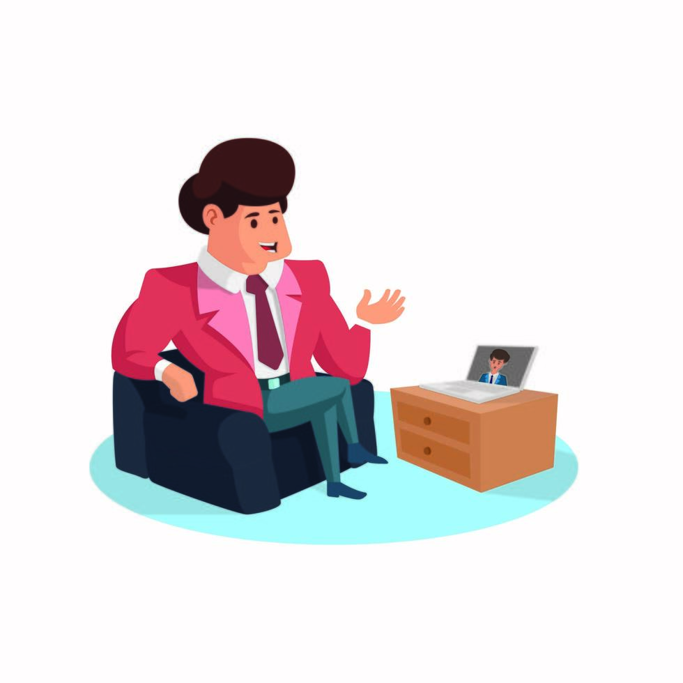 Business Man Having Teleconference at Home vector