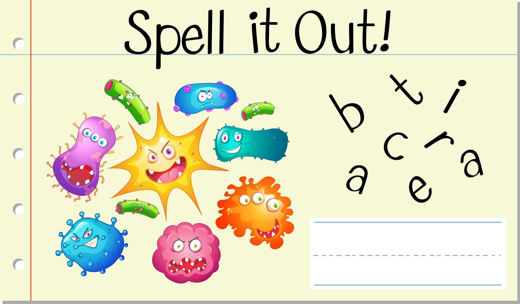 Spell English word bacteria vector