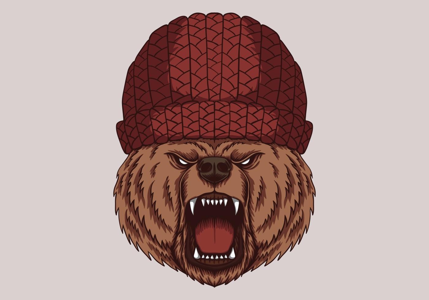 cabeza de oso enojado vector