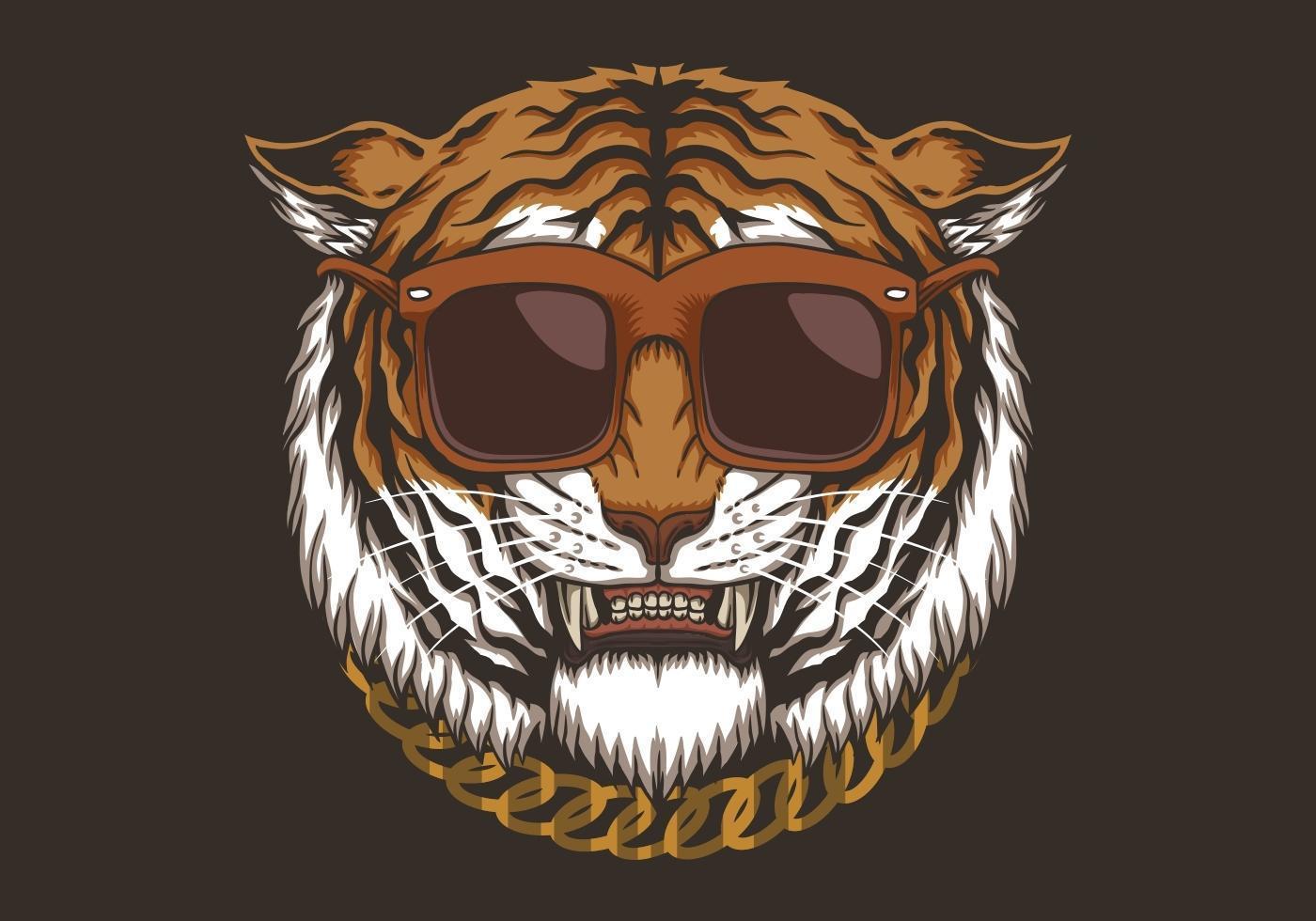 Tiger head with eyeglasses  vector