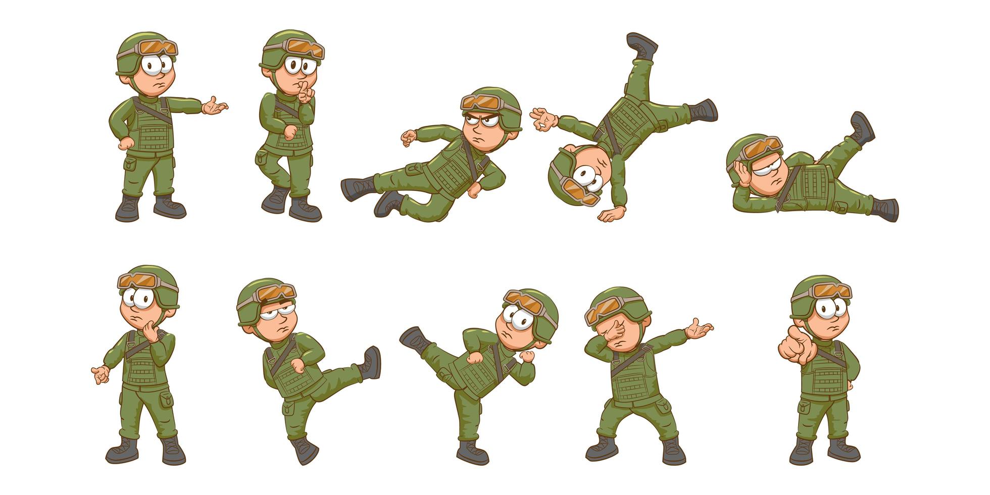 Cartoon Soldier Set  vector