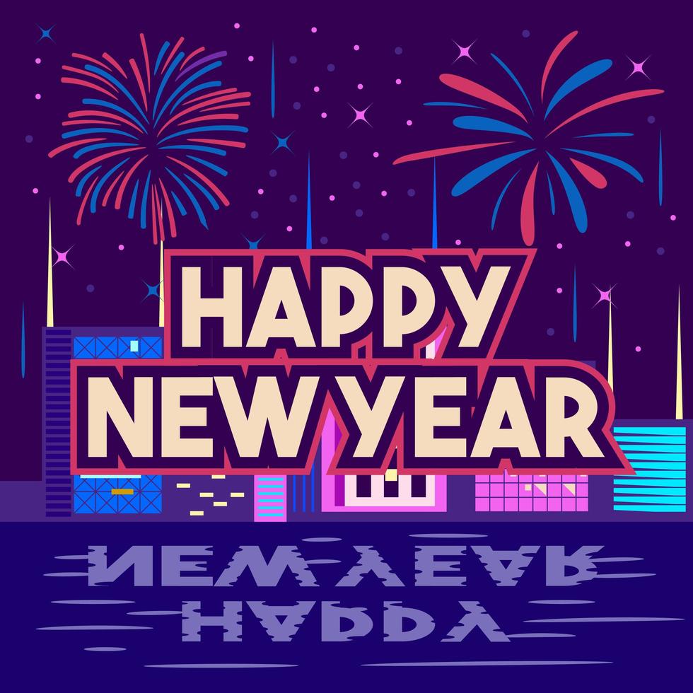 Happy New Year Flat Design Poster  vector