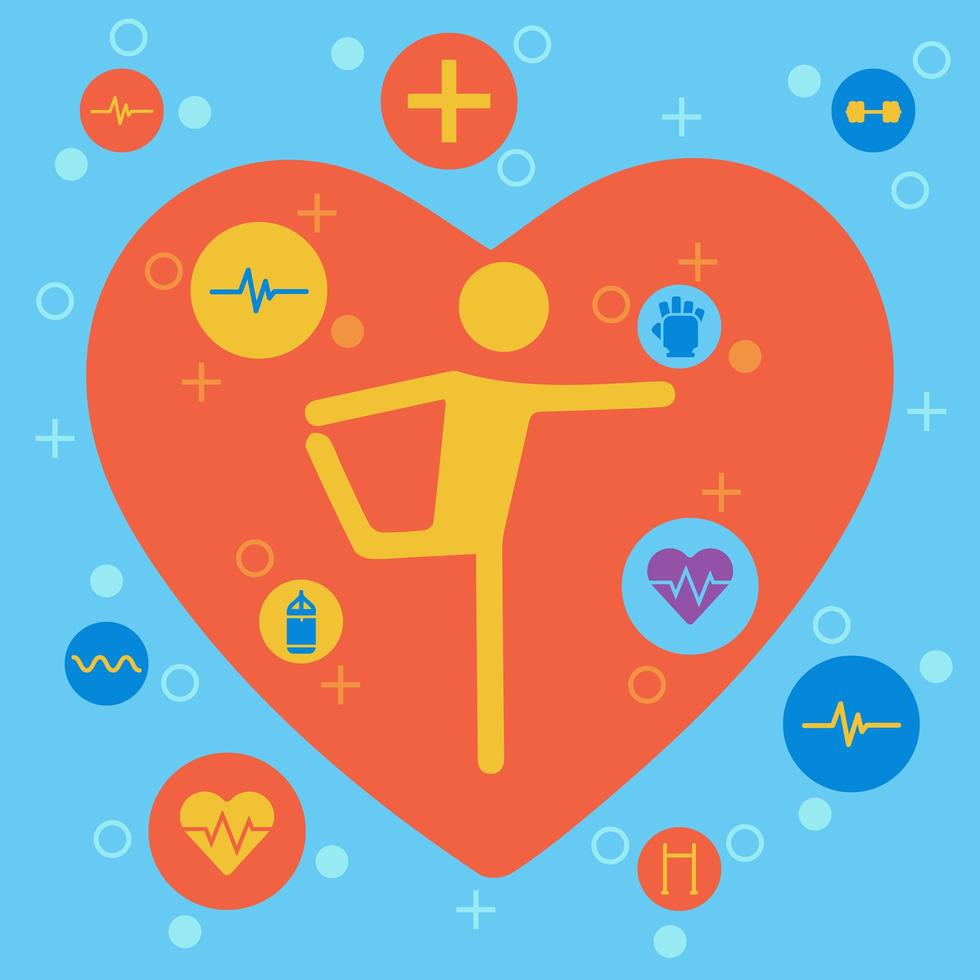 Yellow Human Icon Stretching in Heart Shape vector