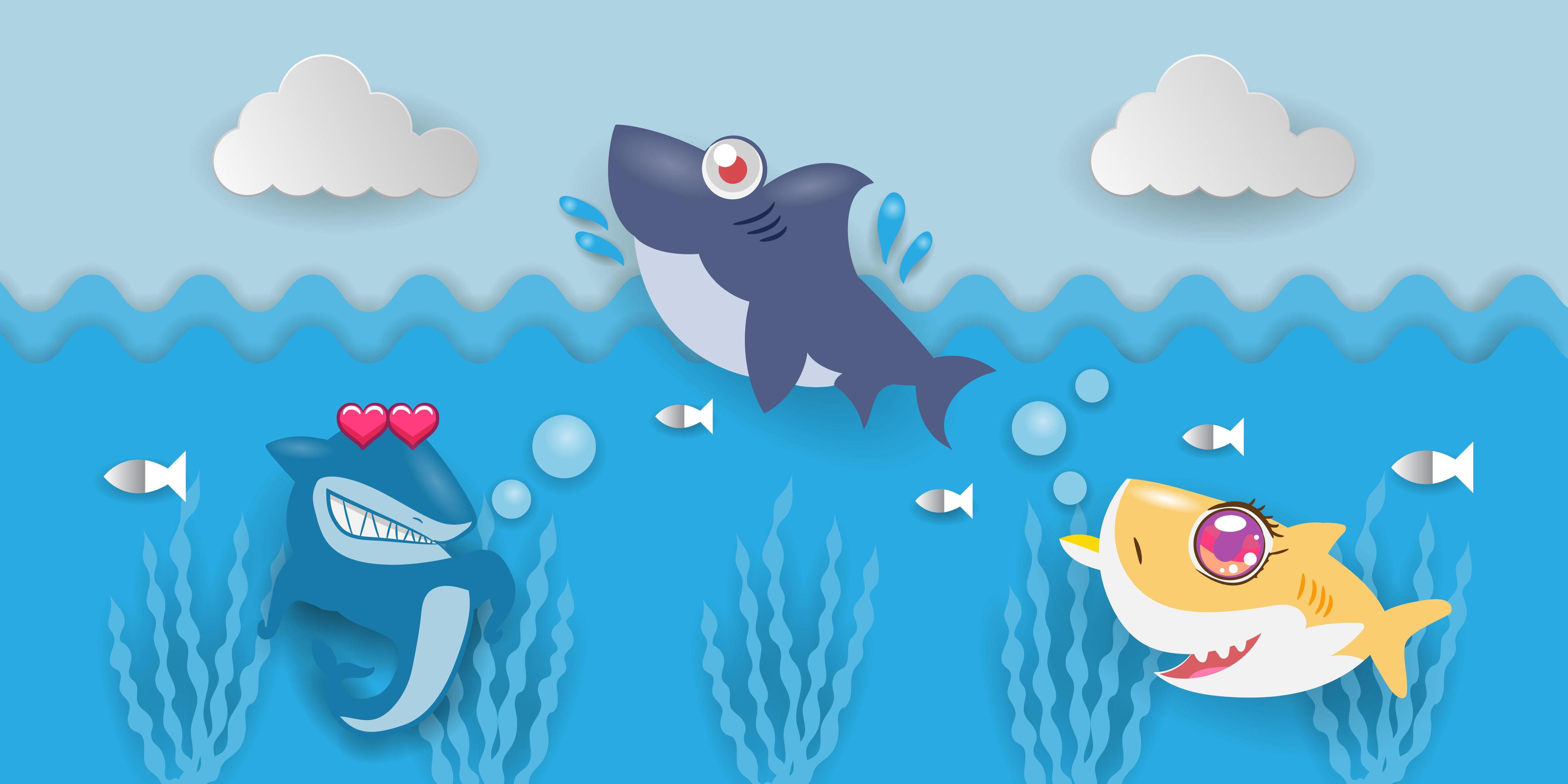 Sharks Swimming Through Water 966138 Vector Art at Vecteezy