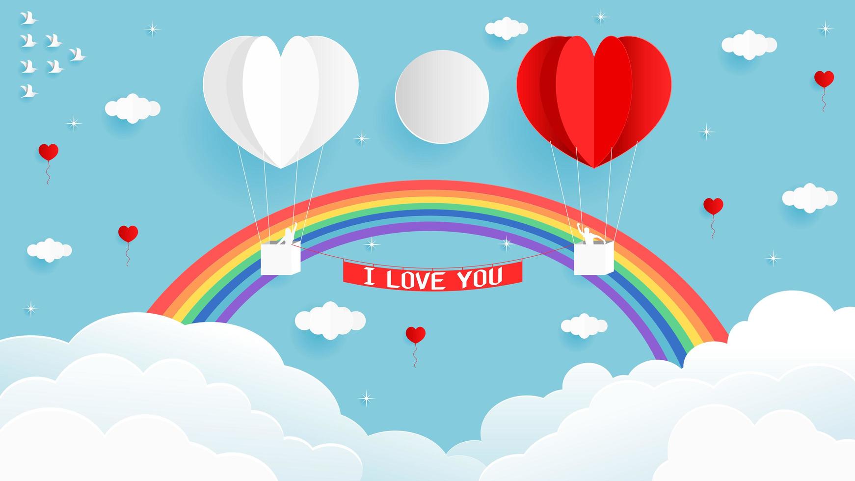 Folded Paper 3D I Love You Greeting  vector