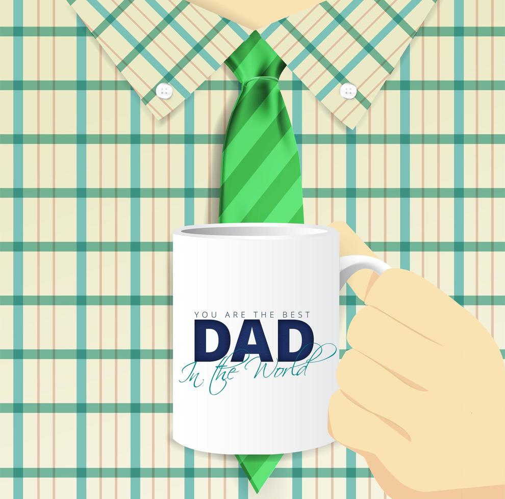 Close Up of Man Holding Mug for Father's Day vector